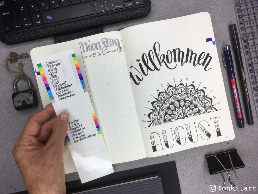 Bullet Journal Willkommensseite