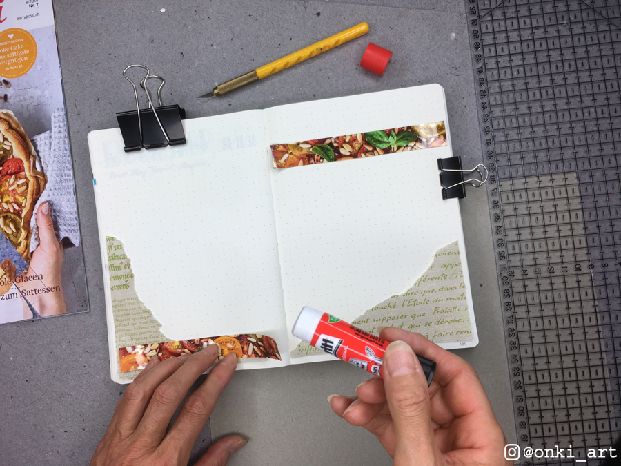 Washitape im Bullet Journal einkleben