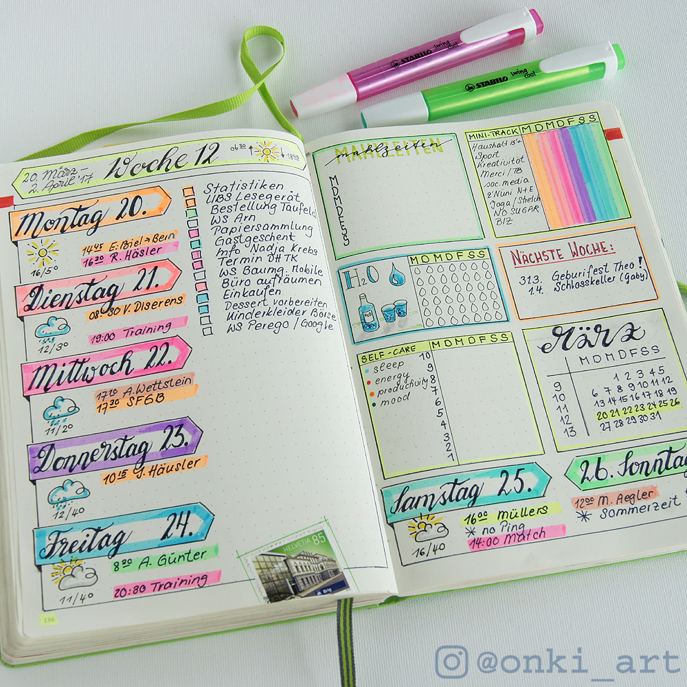 bullet journal Wochenübersicht