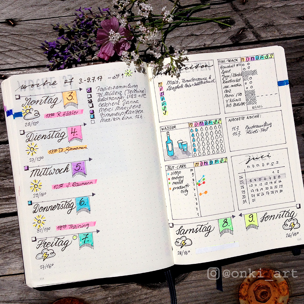 bullet journal Wochenübersicht