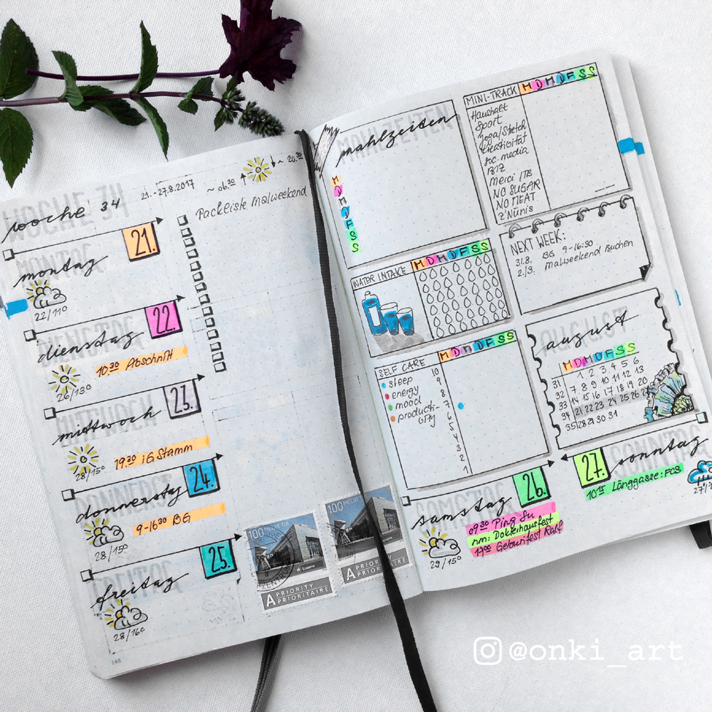 bullet journal Wochenübersicht