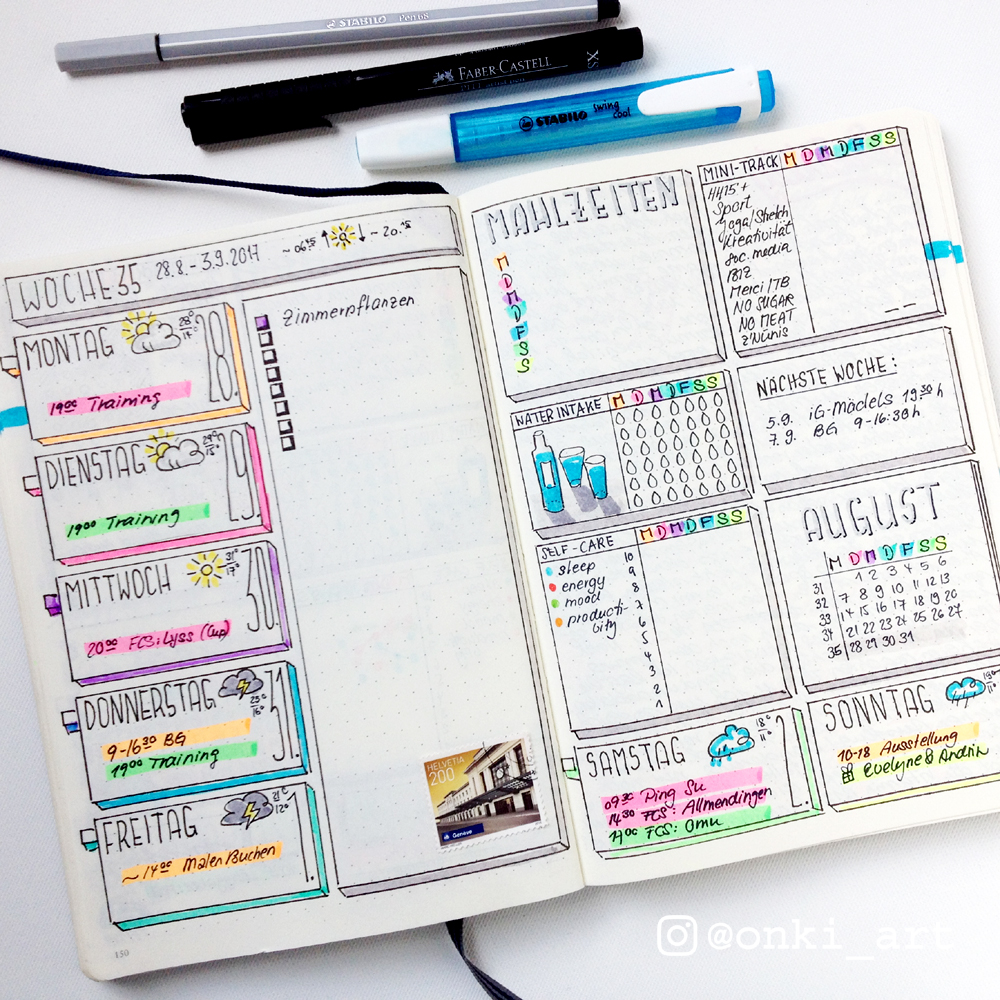 bullet journal Wochenübersicht