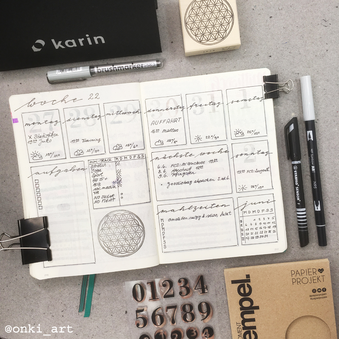 Wochenübersicht Bulletjournal weeklyspread 22 2019 minimalistisch