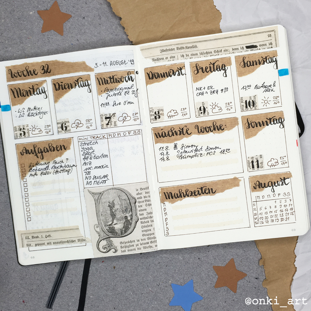 Wochenübersicht Bulletjournal weeklyspread 32 2019 vintage