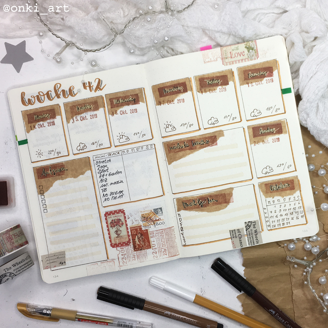 Wochenübersicht Bulletjournal weeklyspread scrapbooking style