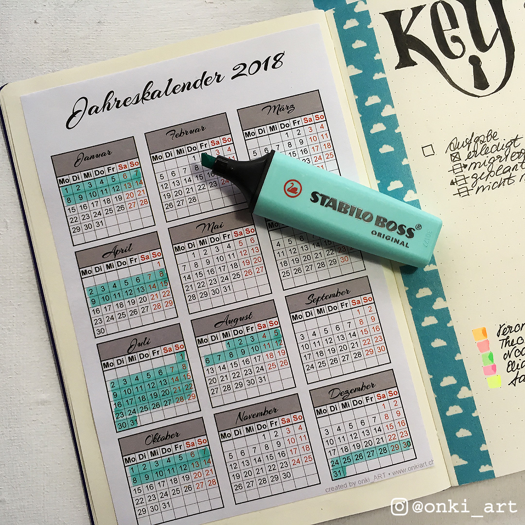 Jahreskalender Onki Art Bullet Journaling